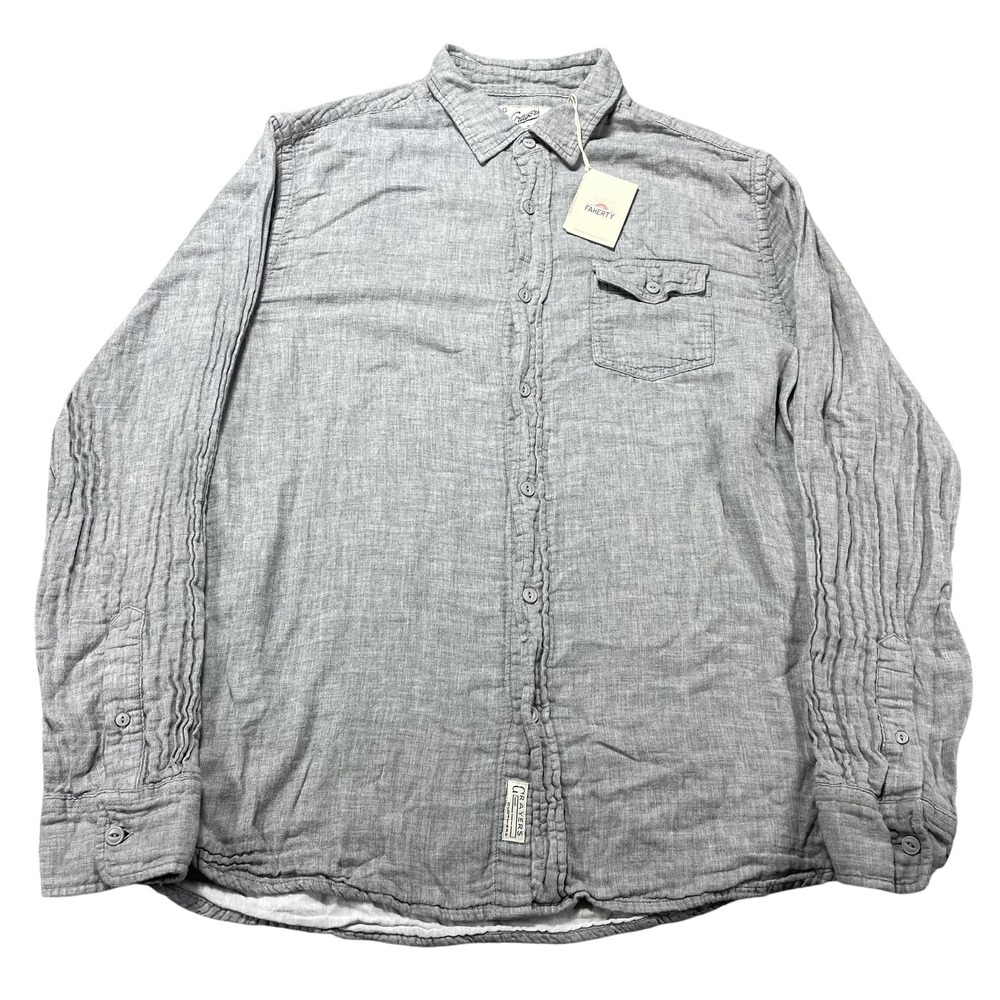 Grayers Shirt Mens Large Gray Thompson Pique Button Up Long Sleeve Cotton NWT‎